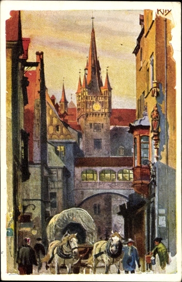 Artist PC Kley, Heinrich, Nuremberg in Middle Franconia, Rathausgasse