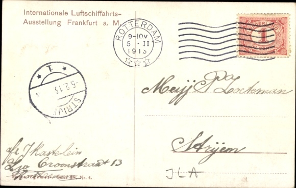 Artist Postcard Frankfurt am Main, International Aviation Exhibition, Zeppelin