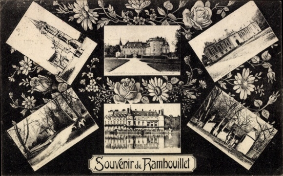 Ak Rambouillet Yvelines,  mit mehreren Fotografien von Sehenswürdigkeiten, Blumenmotiv, französis