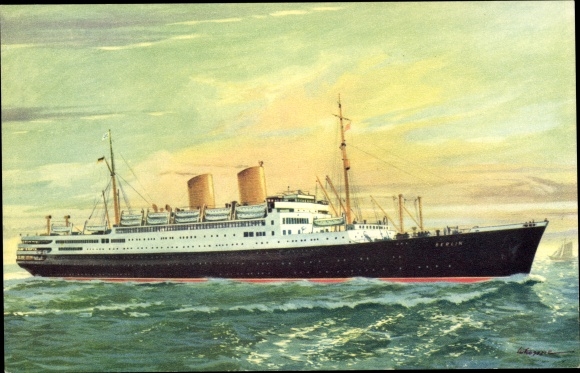Künstler Ak Dampfer MS Berlin, Norddeutscher Lloyd Bremen, Passagierschiff