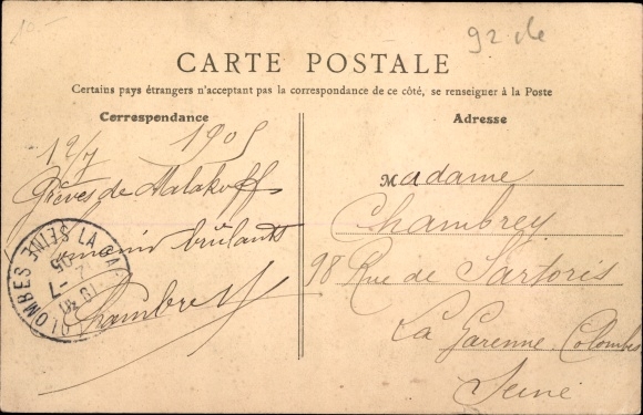 Postcard Malakoff Hauts de Seine, Avenue Pierre Larousse, taken from Rue Damicourt