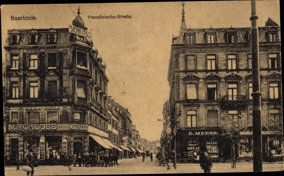 KP Saarlouis in Saarland, Französische Strasse, sklep E. Meess, sklep M.Schloss