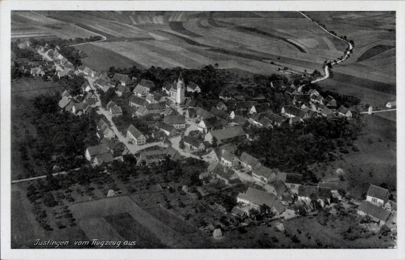 Postcard Justingen Schelklingen Swabian Alb, aerial photograph