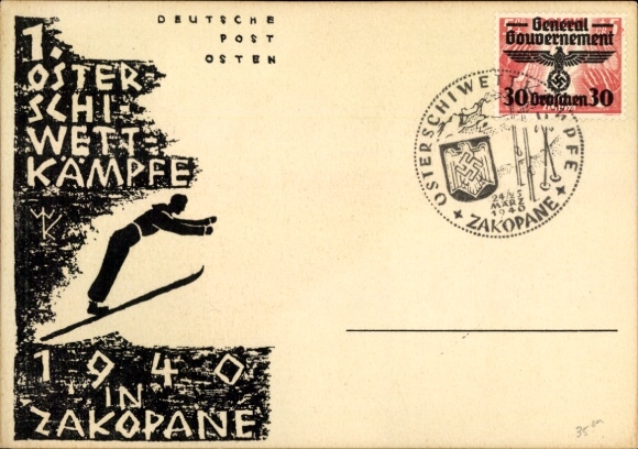 Künstler Ak Zakopane Polen, 1. Osterskiwettkämpfe 1940