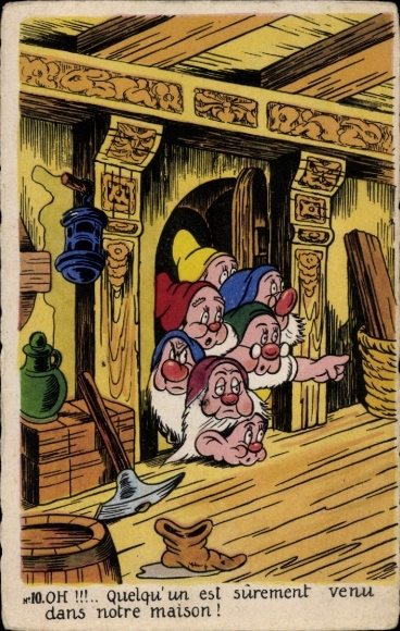 Postcard Walt Disney, Snow White and the Seven Dwarfs, Dwarf House