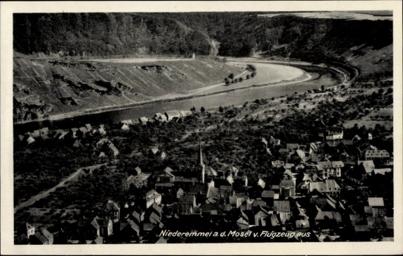 Ak Niederemmel Piesport an der Mosel, Fliegeraufnahme