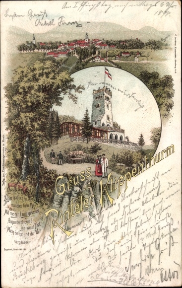 Chromo-Litho Rinteln on the Weser, Rintel cliff tower