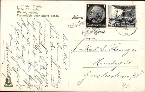 Artist Postcard Elßner, F., The Song of the Bell by Schiller, violin player, Holder Friede