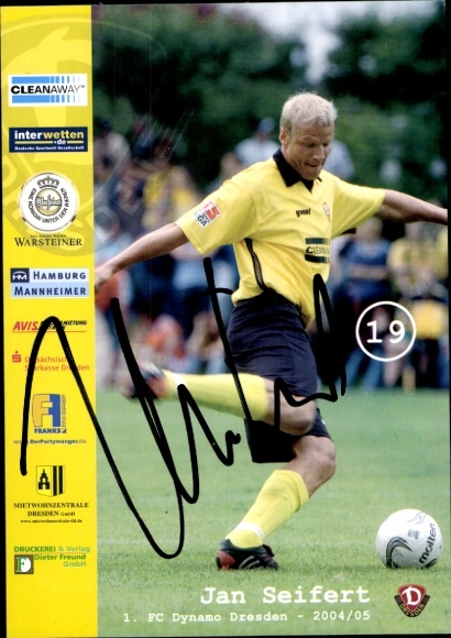 Autogrammkarte Fußballer Jan Seifert, 1. FC Dynamo Dresden, Autogramm