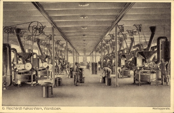 Artist Postcard Hamburg Wandsbek, Reichardt Cocoa Works, Roasting Apparatus