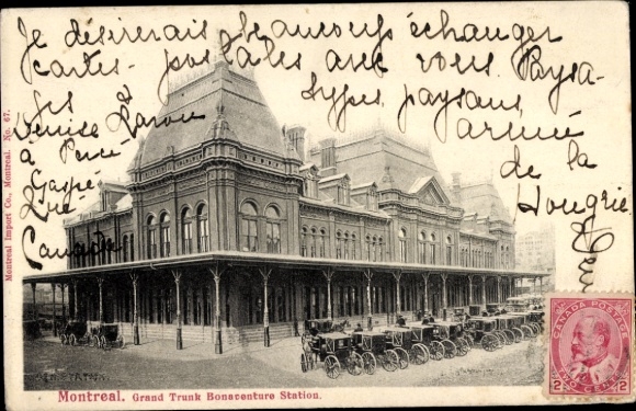 PC Montreal Quebec Canada, Grand Trunk Bonacenture Station, coach