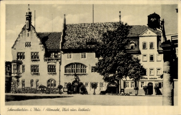 Postcard Schmalkalden in the Thuringian Forest, Old Market, Town Hall