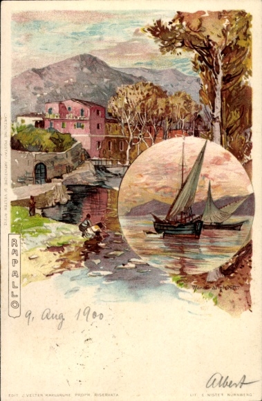 Künstler Ak Wielandt, Manuel, Rapallo Liguria, am Wasser, Segelboote