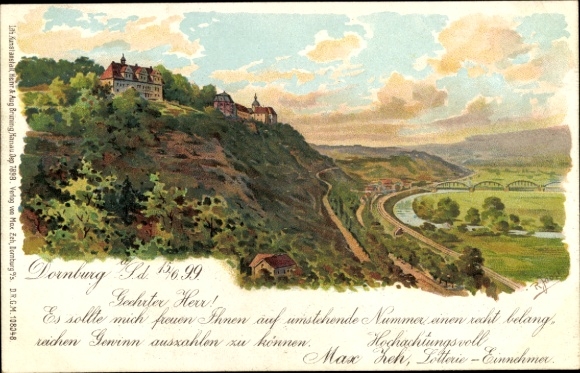 Artist Chromo-Litho Dornburg Camburg in Thuringia, general view