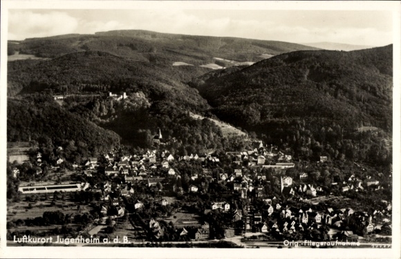 Ak Jugenheim an der Bergstrasse Hessen, Fliegeraufnahme