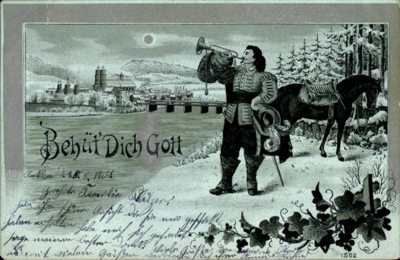 Moonlight Chromo-Litho Trumpeter of Säckingen, God bless you