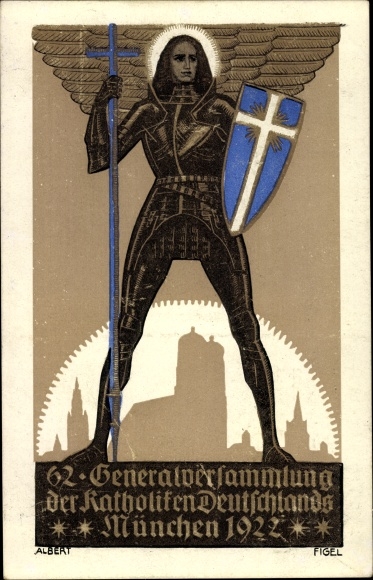 Artist PC Figel, Albert, Munich Bavaria, 62nd General Assembly of Catholics 1922, St. Michael