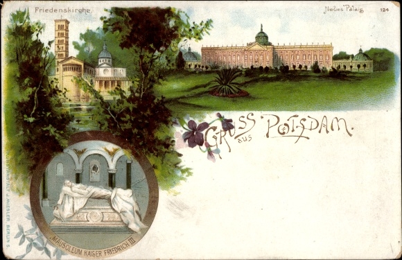 Chromo-Litho Potsdam in Brandenburg, Church of Peace, New Palace, Mausoleum