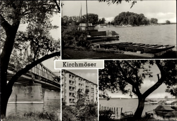 Postcard Kirchmöser Brandenburg Havel, partial views, bridge, shore area