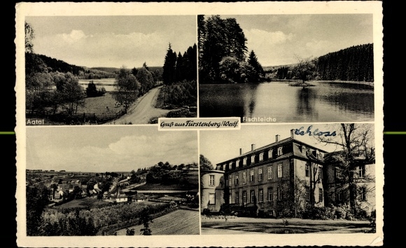 Postcard Fürstenberg Bad Wünnenberg in Westphalia, Aatal, fish ponds, castle