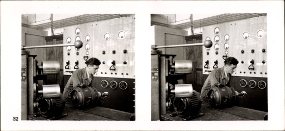 Stereo spatial image photo &quot;The NS model companies 1937-38&quot; No. 32 Wieland electromechanical workshop
