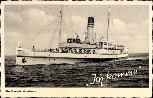 Briefkaart Nordseebad Norderney Ostfriesland, Stoom Boot