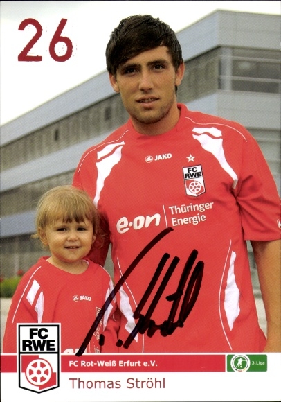 Autograph card footballer Thomas Ströhl, FC Rot-Weiß Erfurt, autograph