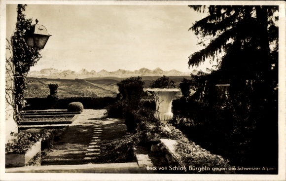Postcard Obereggenen Schliengen in the Black Forest, Bürgeln Castle, Swiss Alps