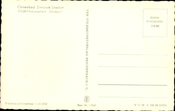 Postcard Ostseebad Zinnowitz on Usedom, architecture, hotel, street, clouds, Baltic Sea resort,