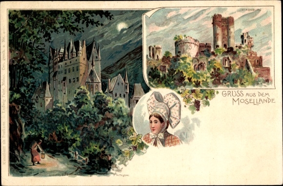 Artist Chromo-Litho Wierschem, Eltz Castle, costume, Ehrenburg