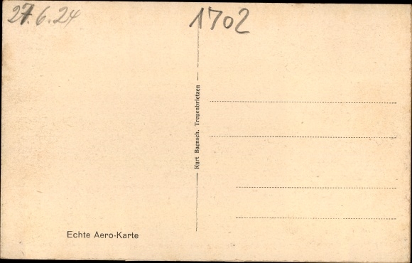 Postcard Treuenbrietzen in Brandenburg, Zeppelin recording, aerial photo