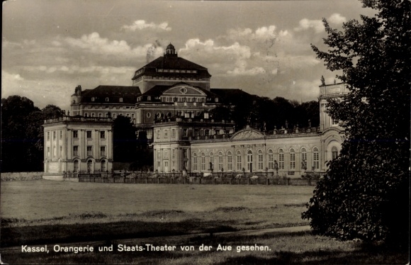 KP Kassel w Hesji, Pomarańczarnia, Teatr Państwowy, widok z Aue