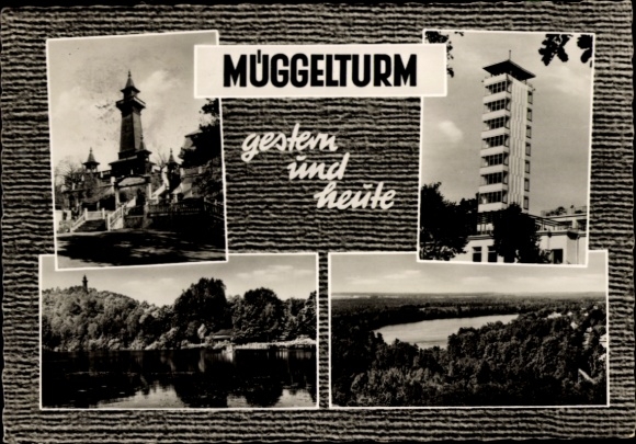 Ak Berlin Köpenick Müggelheim, Große Krampe, Müggelturm en moderne uitzichten, waterlandschap