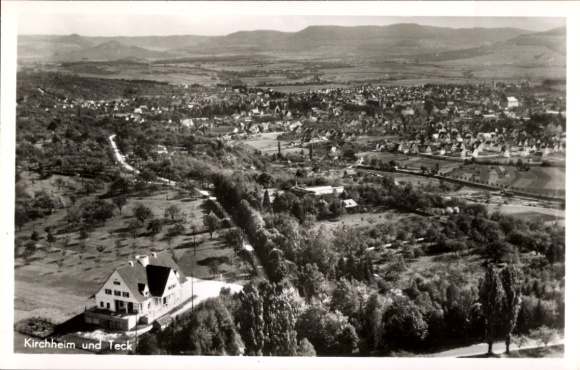 Postcard Kirchheim unter Teck Württemberg, aerial photograph
