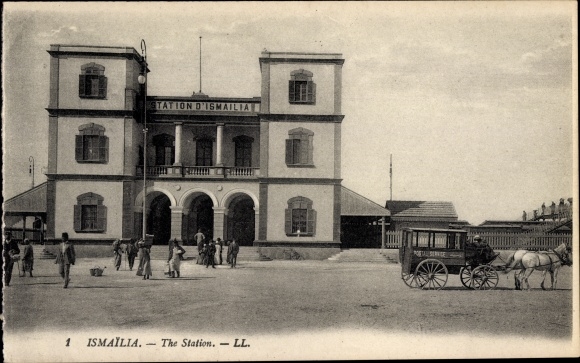 Postcard Ismailia Egypt, La Gare