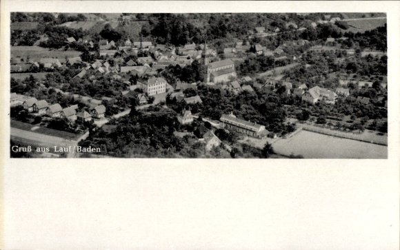 Postcard Lauf in Baden Black Forest, aerial photograph