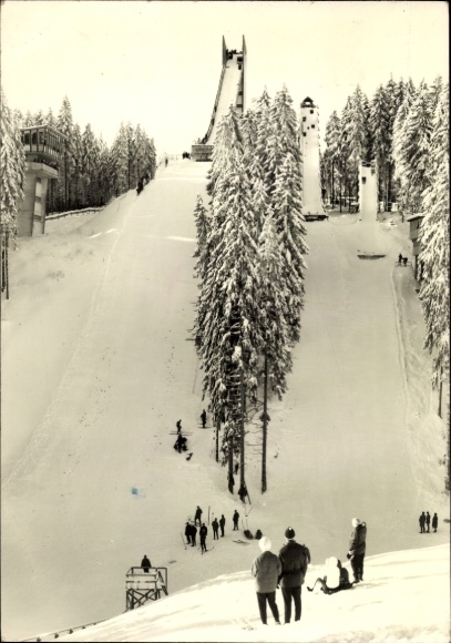 Postcard Johanngeorgenstadt in the Ore Mountains, Ore Mountains Ski Jump