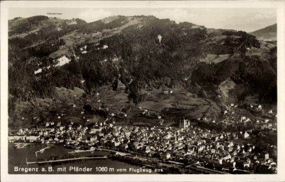 Ak Bregenz am Bodensee Vorarlberg, Fliegeraufnahme
