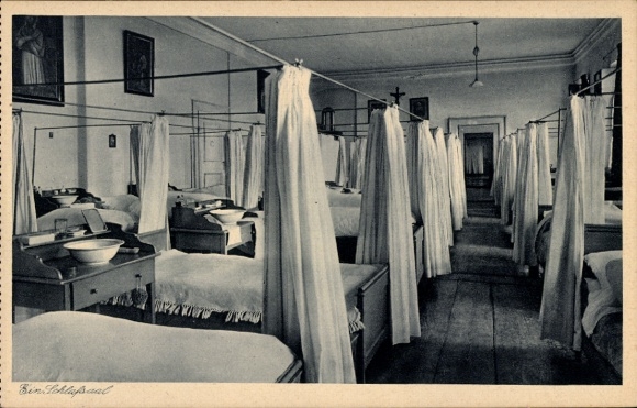 Postcard Zangberg in Upper Bavaria, Educational Institute of the Salesian Sisters of St. Joseph, dormitory