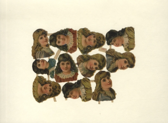 Oblate Block (incomplete) Faces of young girls, approx. 12 x 17 cm