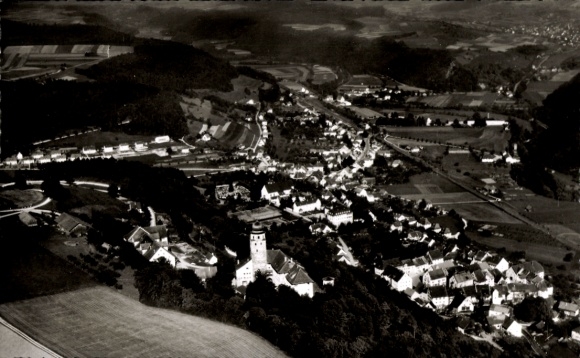 Ak Stühlingen im Schwarzwald Baden, Luftaufnahme von  Umgebung, Landschaft, mittelalterlicher Tur