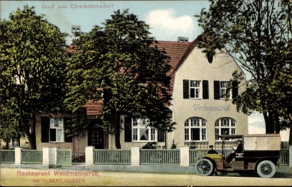 Ak Oberböhmsdorf Schleiz im Vogtland Thüringen, Vorderansicht Restaurant Weidmannsruh, Inhaber Al