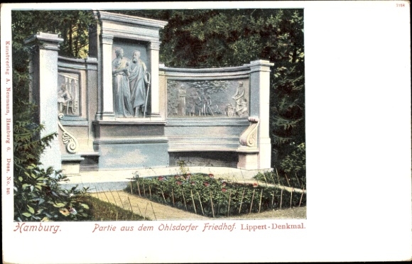 Ak Hamburg Nord Ohlsdorf, het Lippert-monument op de begraafplaats