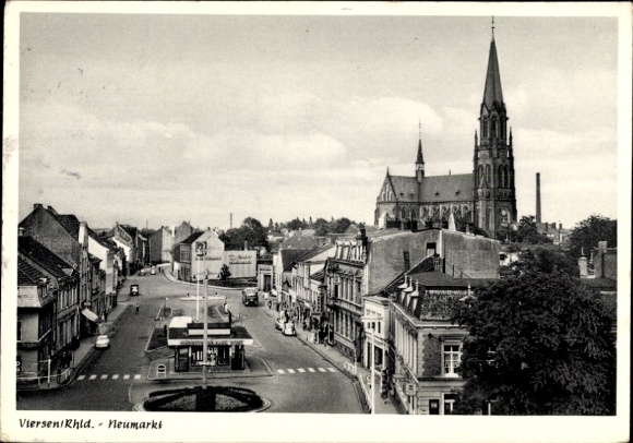 PC Viersen in North Rhine-Westphalia, Viersen Neumarkt, church, street view, houses, sky, r...