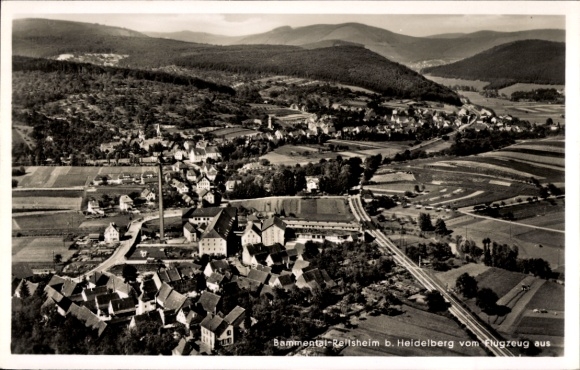 Postcard Reilsheim Bammental in Baden, aerial photograph
