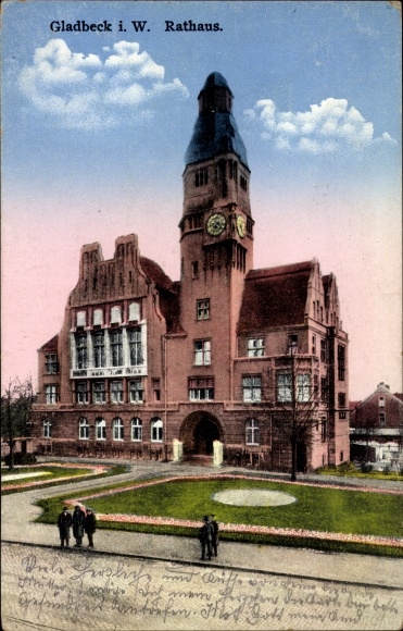 Postcard Gladbeck in the Ruhr area of Westphalia, town hall