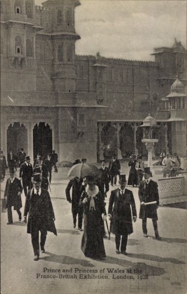 Ak Prinz und Prinzessin von Wales auf der Franco-Britischen Ausstellung in London 1908