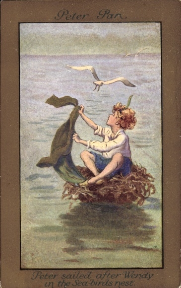 Artist Postcard Barham, Peter Pan, Bird's Nest as Sailboat