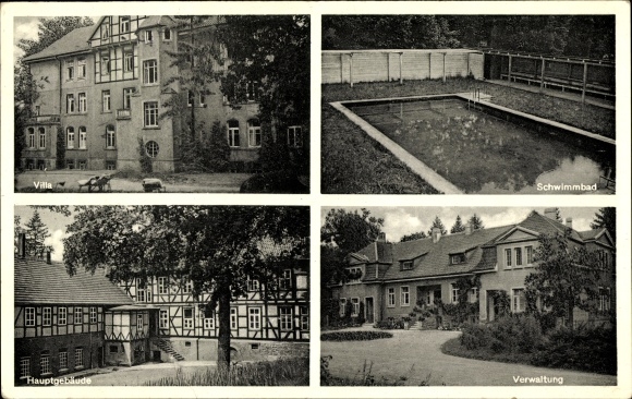 Postcard Tiefenbrunn Rosdorf Lower Saxony, state sanatorium Rasemühle, villa, administration, swimming pool