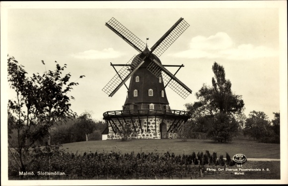 Postcard Malmo Sweden, Slottsmoellan, Windmill